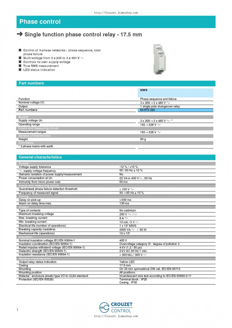 crouzet高诺斯相位监控继电器84873029_页面_1