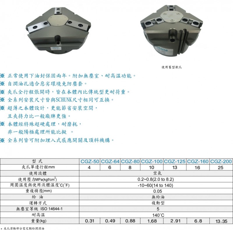 OKINA机械手CGZ系列超薄三爪机械手