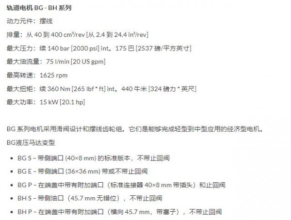 SAMHYDRAULIK 液压马达BG SAM系列