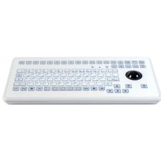 GETT 紧凑型覆箔桌面键盘，配有 38 毫米轨迹球系列